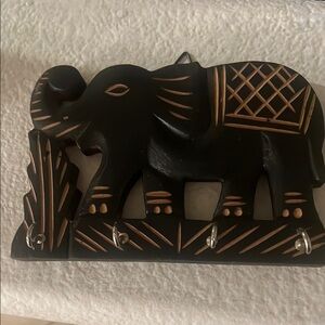 Elephant Wall Hook Decor - Black and Brown